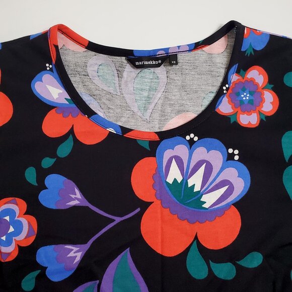 Marimekko Mollamaija Floral Dress XS Long Sleeve Pockets Cotton Gatherin… - Picture 6 of 12